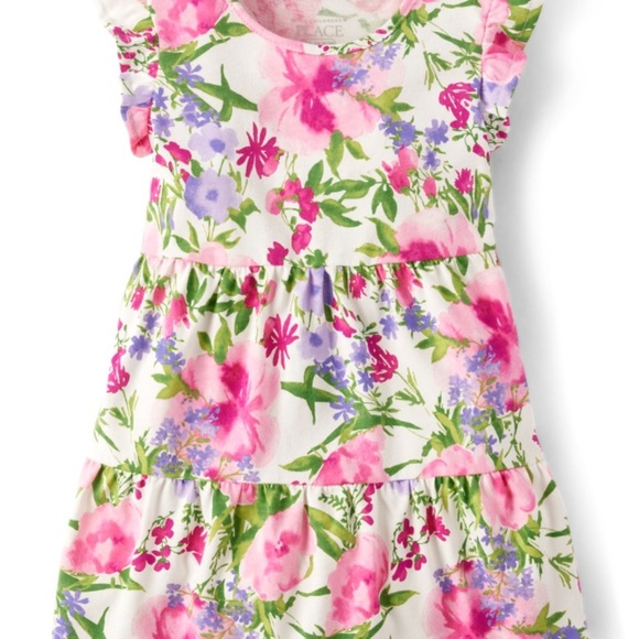 Girls Floral Tiered Everyday Dress short sleeve ruffle dress size 18-24 months - Picture 2 of 9